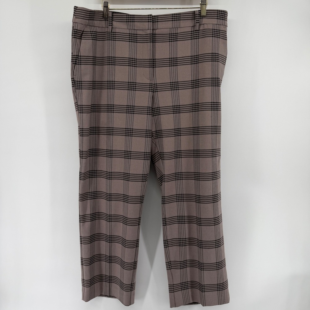 Loft Riviera Slim Plaid Pants Mauve Black Size 16 Dress Trousers